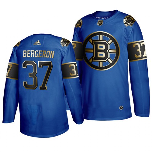 Adidas Boston Bruins #37 Patrice Bergeron 2019 Father's Day Black Golden Men's Authentic Jersey Royal Men's