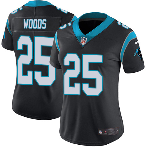 Panthers #25 Xavier Woods Black Team Color Women's Stitched Vapor Untouchable Limited Jersey