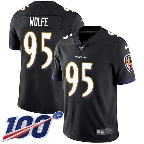 Baltimore Ravens #95 Derek Wolfe Black Alternate Men's Stitched 100th Season Vapor Untouchable Limited Jersey Men's
