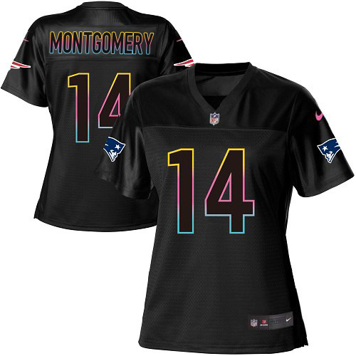 Patriots #14 Ty Montgomery Black Women's Fashion Game Jersey