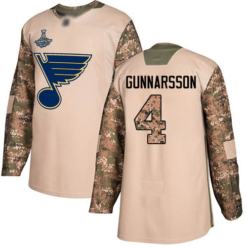 Adidas St. Louis Blues #4 Carl Gunnarsson Camo Authentic 2017 Veterans Day Stanley Cup Champions Stitched Jersey Men's