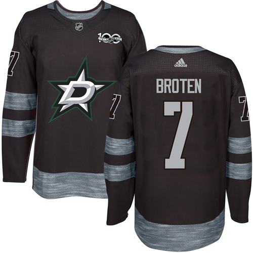 Adidas Dallas Stars #7 Neal Broten Black 1917-2017 100th Anniversary Stitched Jersey Men's