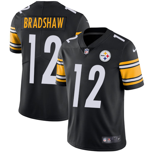 Steelers #12 Terry Bradshaw Black Team Color Men's Stitched Vapor Untouchable Limited Jersey