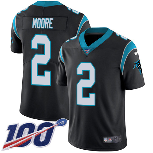 Panthers #2 DJ Moore Black Team Color Men's Stitched 100th Season Vapor Untouchable Limited Jersey