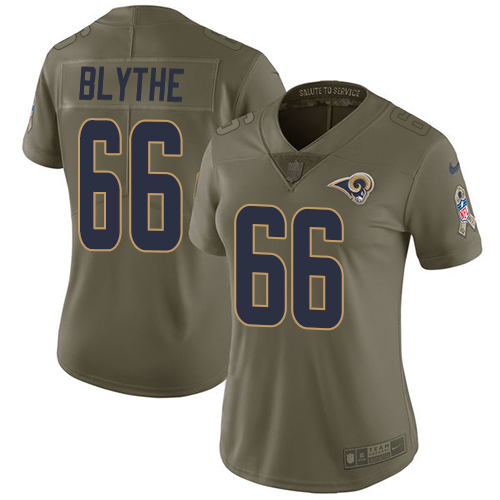 Los Angeles Rams #66 Austin Blythe Olive Women's Stitched Limited 2017 Salute To Service Jersey Womens