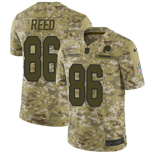 Washington Commanders #86 Jordan Reed Camo Youth Stitched Limited 2018 Salute to Service Jersey Youth