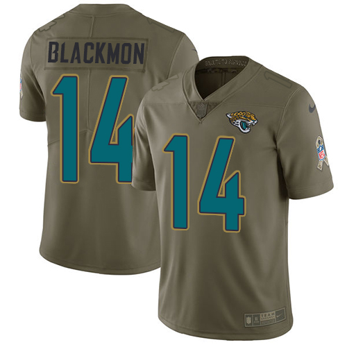 Jacksonville Jaguars #14 Justin Blackmon Olive Men's Stitched Limited 2017 Salute to Service Jersey Men's