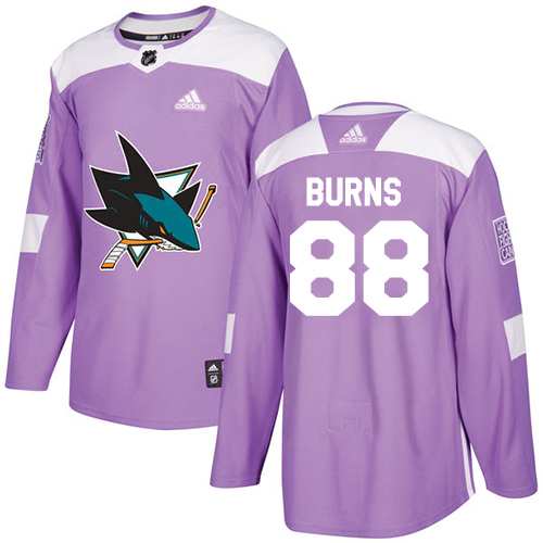 Adidas San Jose Sharks #88 Brent Burns Purple Authentic Fights Cancer Stitched Jersey Men's