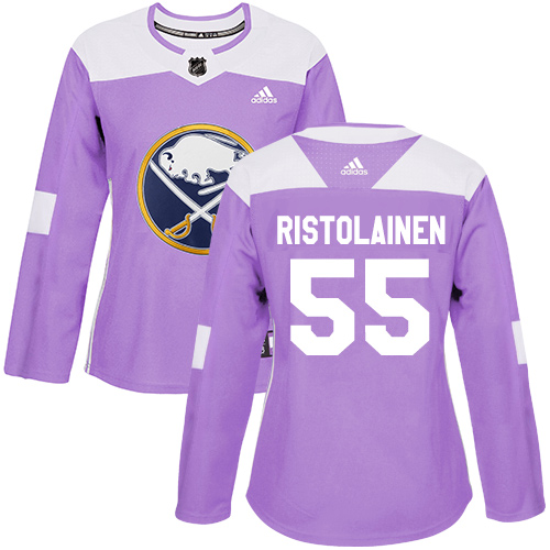 Adidas Buffalo Sabres #55 Rasmus Ristolainen Purple Authentic Fights Cancer Women's Stitched Jersey Womens