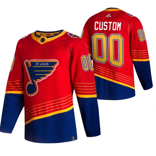 St. Louis Blues Custom Red Men's Adidas 2020-21 Reverse Retro Alternate Jersey