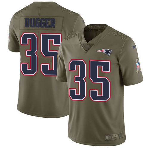 New England Patriots #35 Kyle Dugger Olive Youth Stitched Limited 2017 Salute To Service Jersey Youth