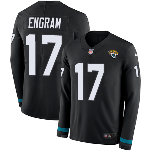 Jaguars #17 Evan Engram Black Team Color Men's Stitched Limited Therma Long Sleeve Jersey