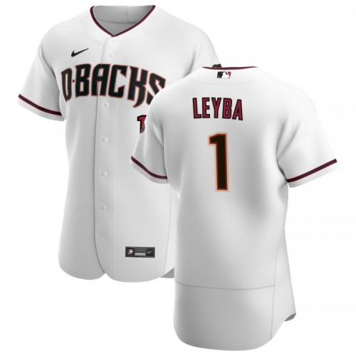 Arizona Arizona Diamondbacks #1 Domingo Leyba Men's White Crimson Authentic Home Team Jersey Men's