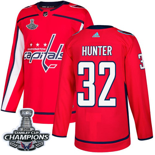 Adidas Washington Capitals #32 Dale Hunter Red Home Authentic Stanley Cup Final Champions Stitched Jersey Men's