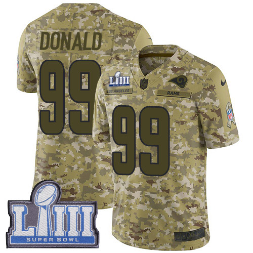 Rams #99 Aaron Donald Camo Super Bowl LIII Bound Men's Stitched Limited 2018 Salute To Service Jersey
