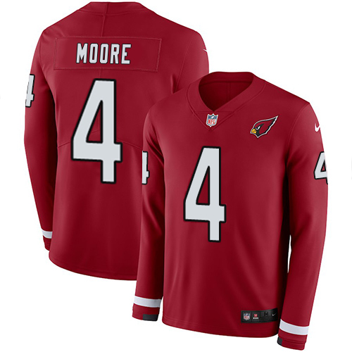 Cardinals #4 Rondale Moore Red Team Color Men's Stitched Limited Therma Long Sleeve Jersey