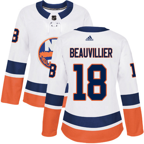 Adidas New York Islanders #18 Anthony Beauvillier White Road Authentic Women's Stitched Jersey Womens