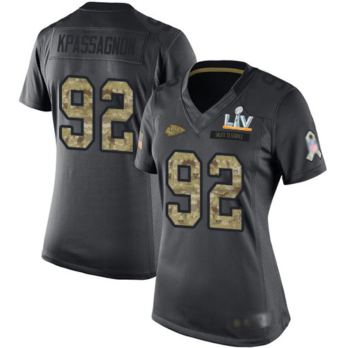 Kansas City Chiefs #92 Tanoh Kpassagnon Black Women's Super Bowl LV Bound Stitched Limited 2016 Salute to Service Jersey Womens