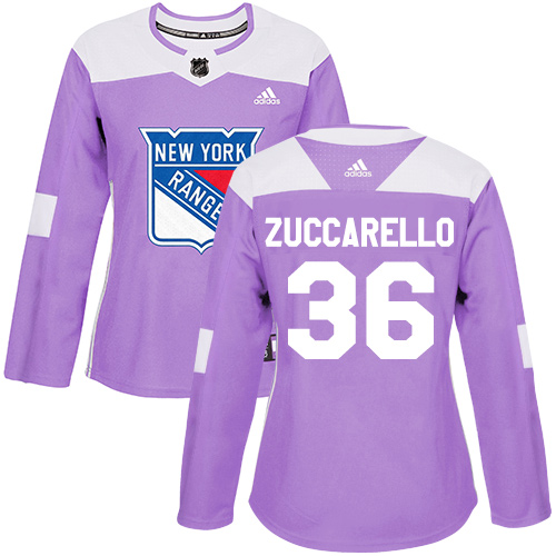 Adidas New York Rangers #36 Mats Zuccarello Purple Authentic Fights Cancer Women's Stitched Jersey Womens
