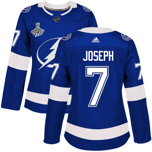 Adidas Tampa Bay Lightning #7 Mathieu Joseph Blue Home Authentic Women's 2020 Stanley Cup Champions Stitched Jersey Womens
