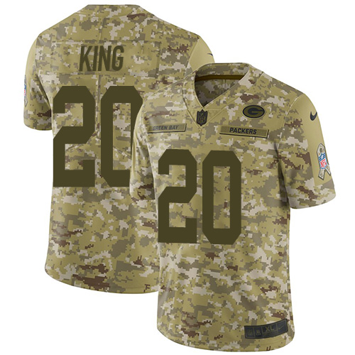 Green Bay Packers #20 Kevin King Camo Men's Stitched Limited 2018 Salute To Service Jersey Men's
