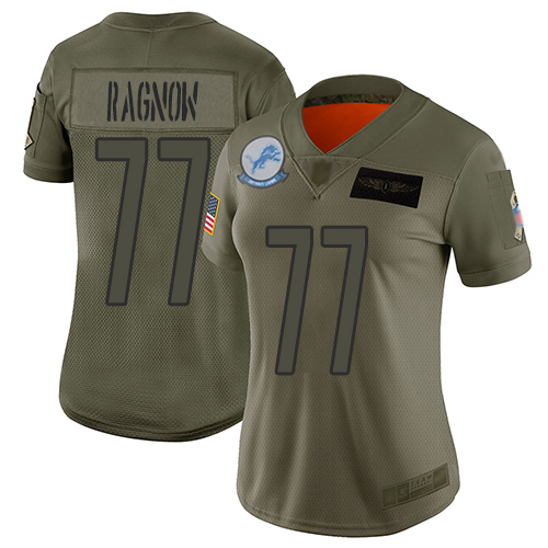 Detroit Lions #77 Frank Ragnow Camo Women's Stitched Limited 2019 Salute to Service Jersey Womens