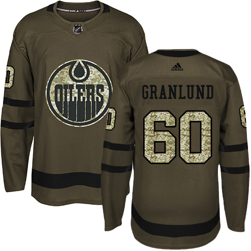 Adidas Edmonton Oilers #60 Markus Granlund Green Salute to Service Stitched Jersey Men's
