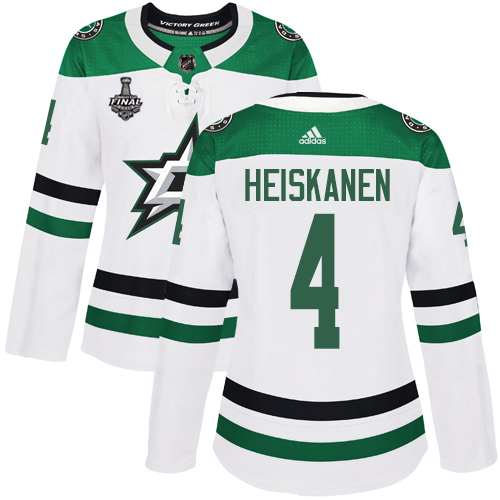 Adidas Dallas Stars #4 Miro Heiskanen White Road Authentic Women's 2020 Stanley Cup Final Stitched Jersey Womens