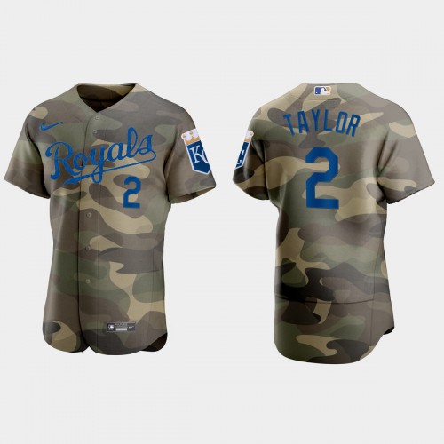 Kansas City Kansas City Royals #2 Michael A. Taylor Men's 2021 Armed Forces Day Authentic Jersey -Camo Men's