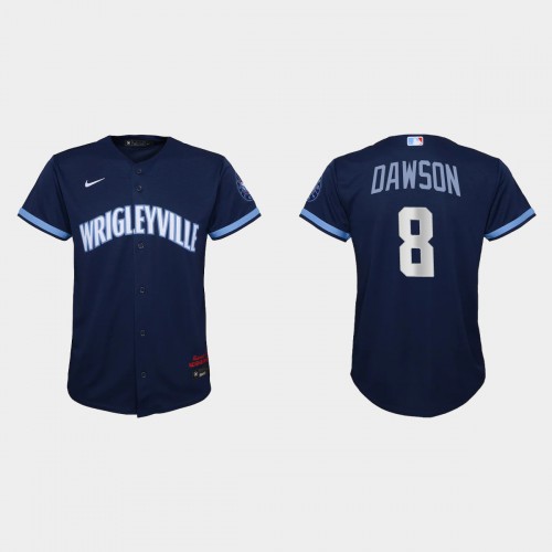 Chicago Chicago Cubs #8 Andre Dawson Youth 2021 City Connect Navy Jersey Youth