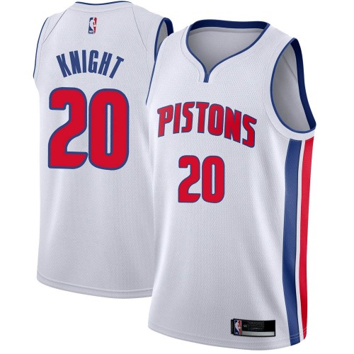 Detroit Pistons #20 Brandon Knight White Swingman Association Edition Jersey Mens