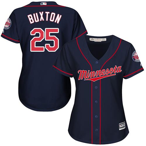 Minnesota Twins #25 Byron Buxton Navy Blue Alternate Women's Stitched Jersey Womens