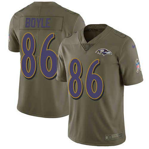 Baltimore Ravens #86 Nick Boyle Olive Men's Stitched Limited 2017 Salute To Service Jersey Men's