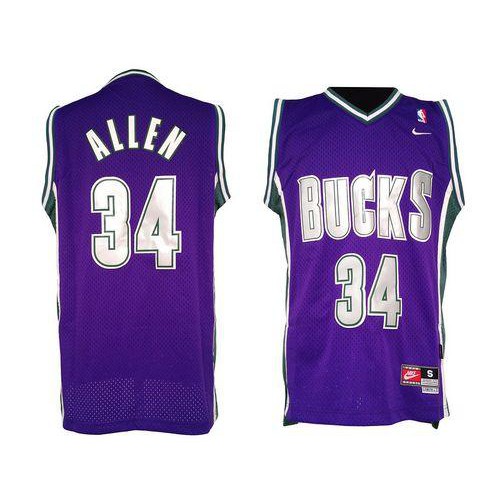 Milwaukee Bucks #34 Ray Allen Purple Soul Swingman Stitched Jersey Mens