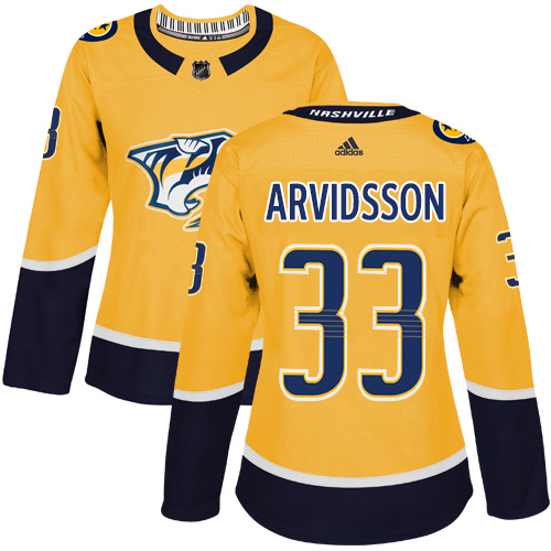 Adidas Nashville Predators #33 Viktor Arvidsson Yellow Home Authentic Women's Stitched Jersey Womens