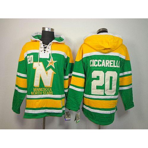 Dallas Stars #20 Dino Ciccarelli Green Sawyer Hooded Sweatshirt Stitched Jersey Men's