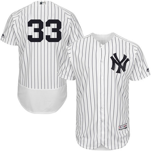 New York Yankees #33 Greg Bird White Strip Flexbase Authentic Collection Stitched Jersey Men's