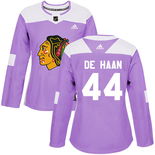 Adidas Chicago Blackhawks #44 Calvin De Haan Purple Authentic Fights Cancer Women's Stitched Jersey Womens