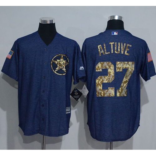 Houston Astros #27 Jose Altuve Denim Blue Salute to Service Stitched Jersey Men's