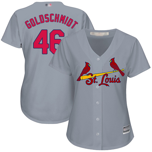 St.Louis Cardinals #46 Paul Goldschmidt Grey Road Women's Stitched Jersey Womens