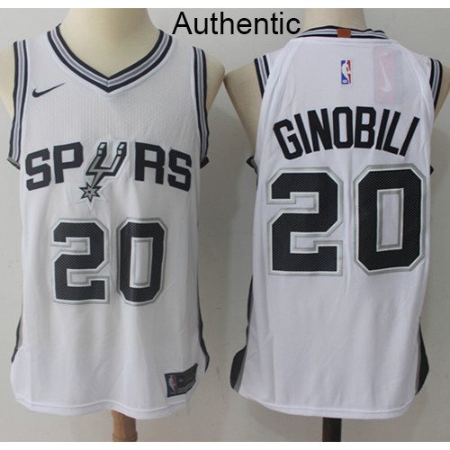 San Antonio Spurs #20 Manu Ginobili White Authentic Association Edition Jersey Mens