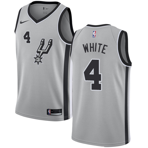 San Antonio Spurs #4 Derrick White Silver Womens Swingman Statement Edition Jersey Womens