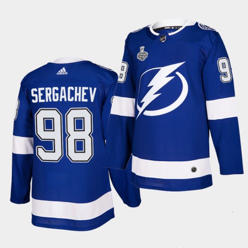 Adidas Tampa Bay Lightning #98 Mikhail Sergachev Blue Home Authentic 2021 Stanley Cup Final Patch Jersey Youth