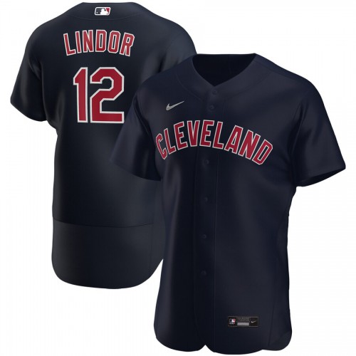 Cleveland Guardians #12 Francisco Lindor Men's Navy Alternate 2020 Authentic Player Jersey Men's