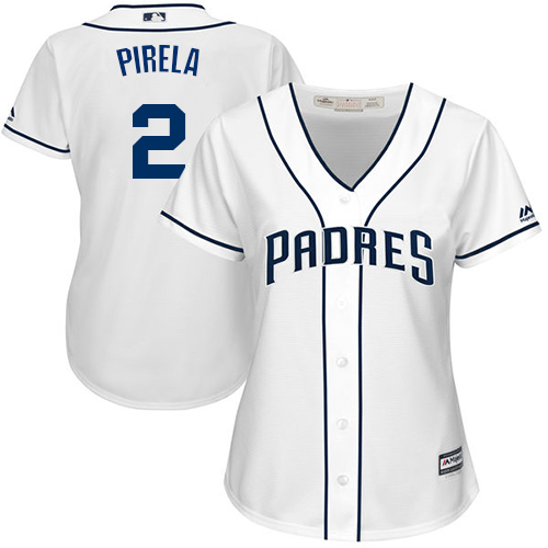 San Diego Padres #2 Jose Pirela White Home Women's Stitched Jersey Womens