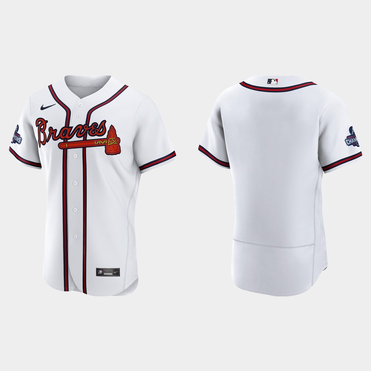 Atlanta Braves Blank Men's 2021 World Series Champions Patch Authentic Player Jersey - White