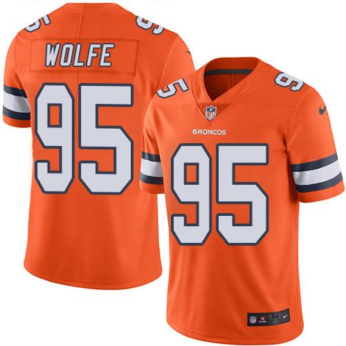 Denver Broncos #95 Derek Wolfe Orange Men's Stitched Limited Rush Jersey Men's