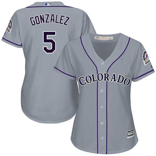 Colorado Rockies #5 Carlos Gonzalez Grey Road Women's Stitched Jersey Womens