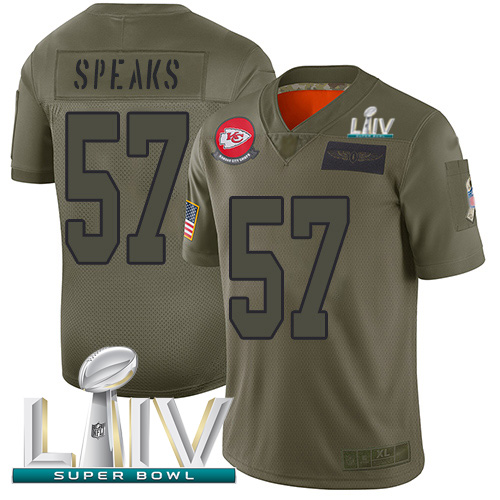 Kansas City Chiefs #57 Breeland Speaks Camo Super Bowl LIV 2020 Youth Stitched Limited 2019 Salute To Service Jersey Youth