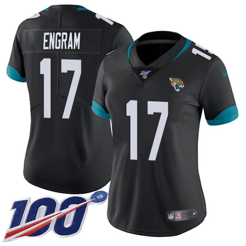 Jaguars #17 Evan Engram Black Team Color Women's Stitched 100th Season Vapor Untouchable Limited Jersey